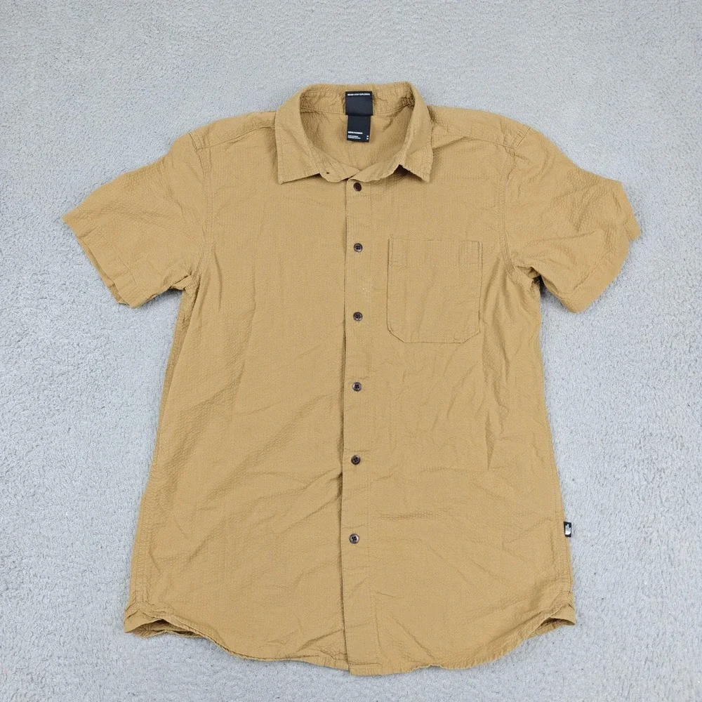 The North Face‎ Shirt Mens Medium Brown Cotton Short Sleeve Button Up Casual